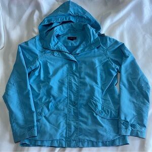 Lands End Light Blue Removable Hood Full Zip Long Sleeve Womens Small Jacket
